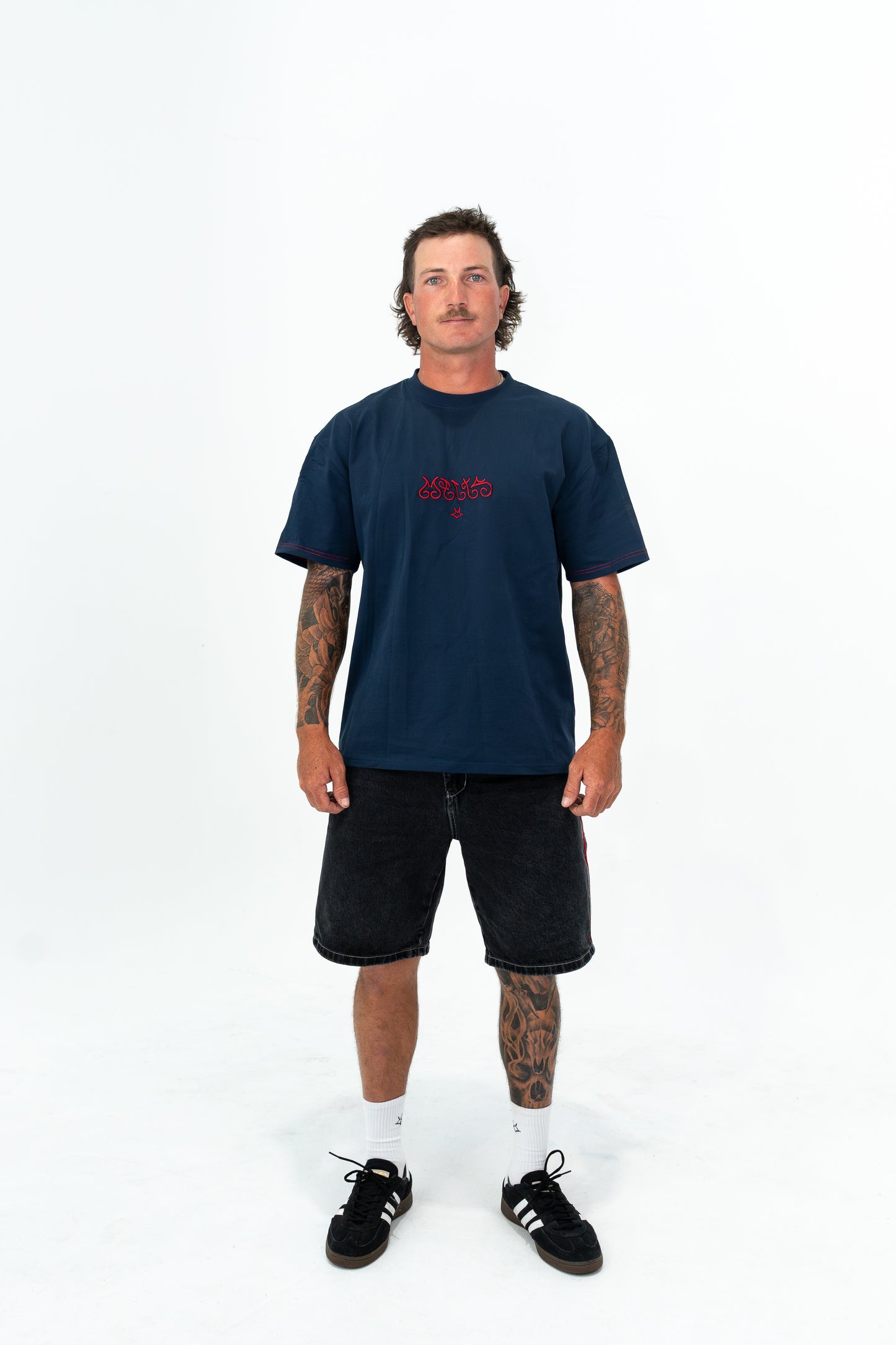 Melts Embroidered Script Tee "Dark Navy"