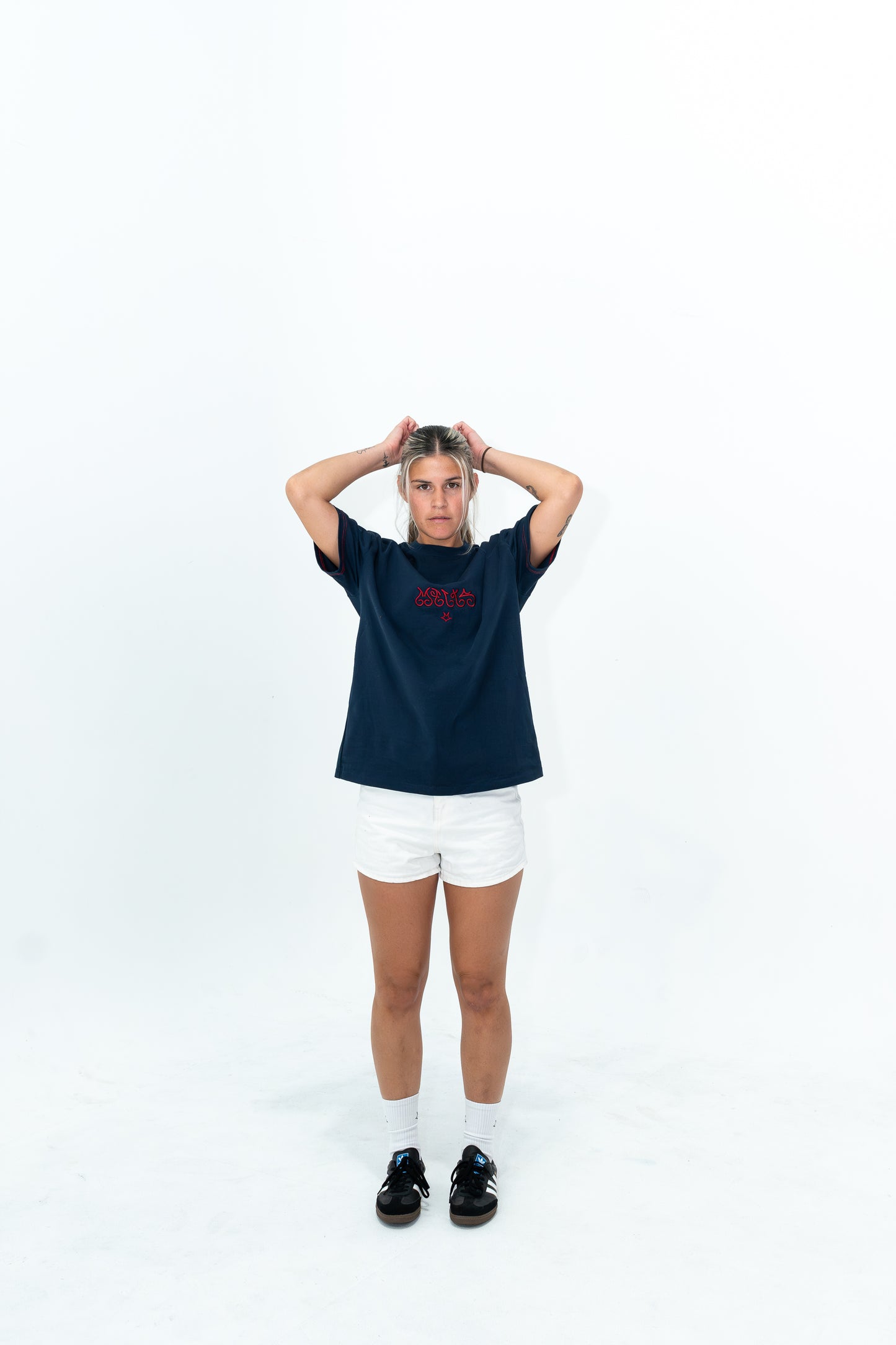 Melts Embroidered Script Tee "Dark Navy"